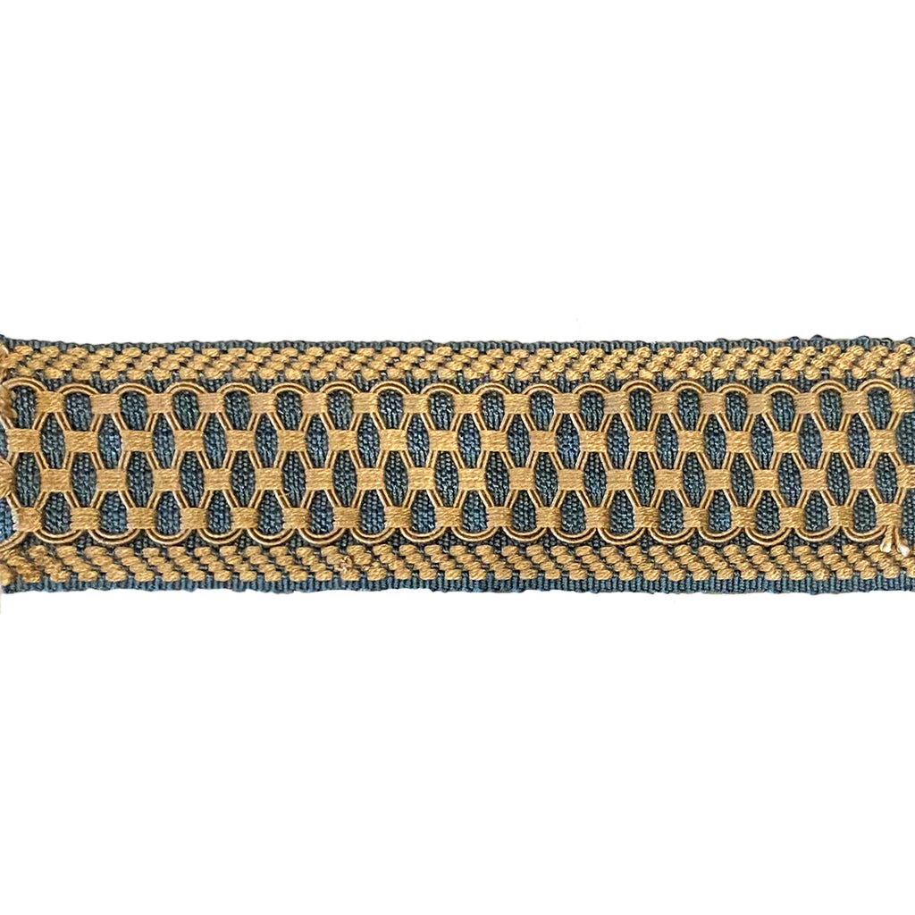 Estella Braided Trellis Tape Blue/Caramel 6cm