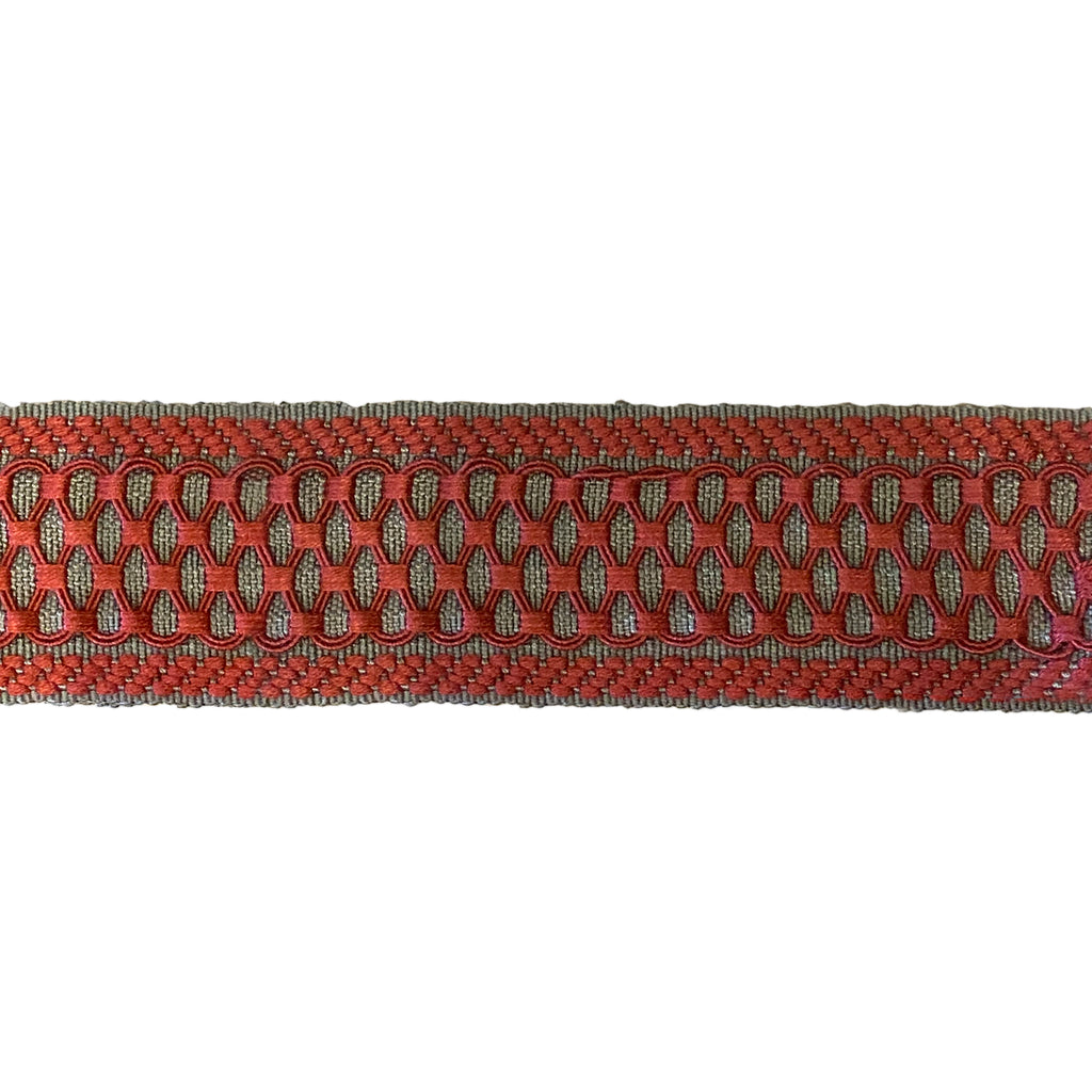 Estella Braided Trellis Tape Grey/Red 6cm