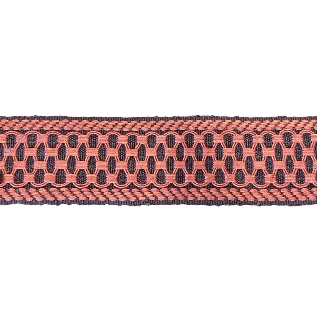 Estella Braided Trellis Tape Grey/Pink 6cm